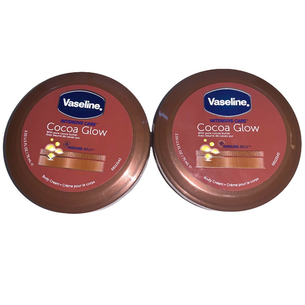 Vaseline Intensive Care COCOA GLOW Cocoa Butter Body Cream 2.53oz 2 Packs New